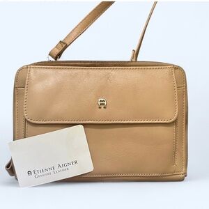 Vintage 1990s Etienne Aigner Tan Leather Crossbody Bag with Original Tag
